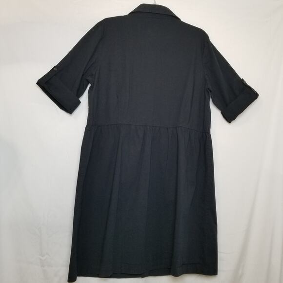 Merona Size XXL Black Stretch Cotton Blend 4 Pocket Women's Buttonfront Dress - Picture 5 of 9